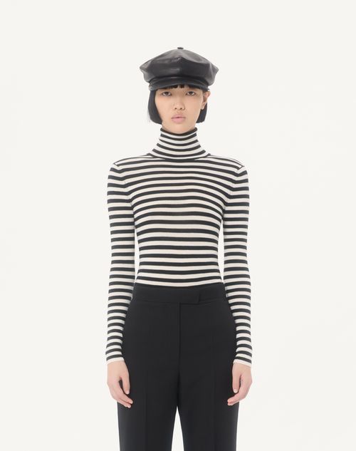 Valentino - Striped Wool Sweater - Ivory/black - Woman - Shelf 1 - Wrtw Ss26 Pre - W1