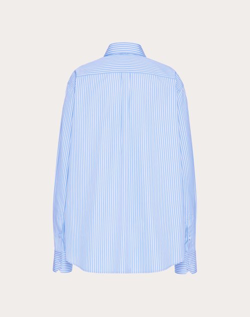 Valentino - Classic Stripe Popeline Shirt - Azure - Woman - Shirts And Tops