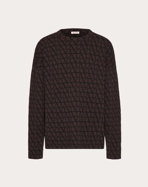 Valentino - Pull Ras-du-cou En Laine À Motif Toile Iconographe - Ébène/noir - Homme - Maille