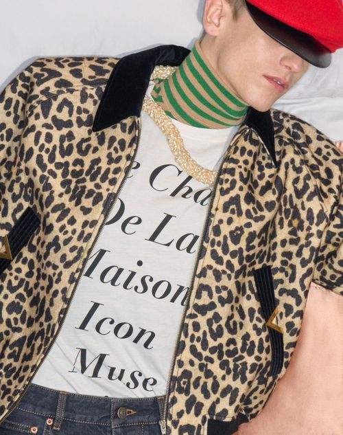 Valentino - Valentino Bomber Jacket In Wool Drape With Vgold On Side Pockets - Animal Print - Man - Outerwear