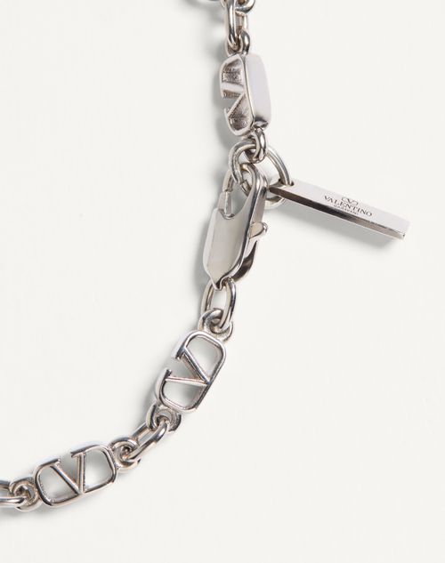 Valentino Garavani - Vlogo Signature Metal Necklace - Palladium - Man - Jewellery