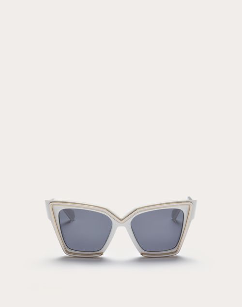 Valentino - „v – Grace“ Oversize Cat-eye-rahmen Aus Acetat Mit Titandetails - Weiß - Frau - Sonnenbrillen