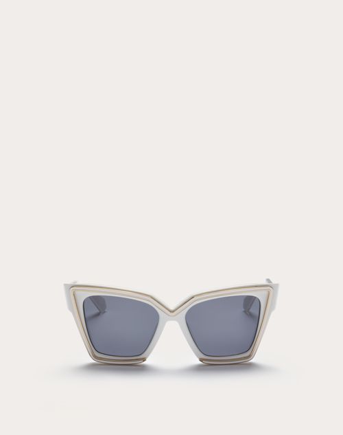 Valentino - Marco Extragrande V - Grace Estilo Ojo De Gato De Acetato Con Detalles De Titanio - Blanco - Mujer - Gafas De Sol