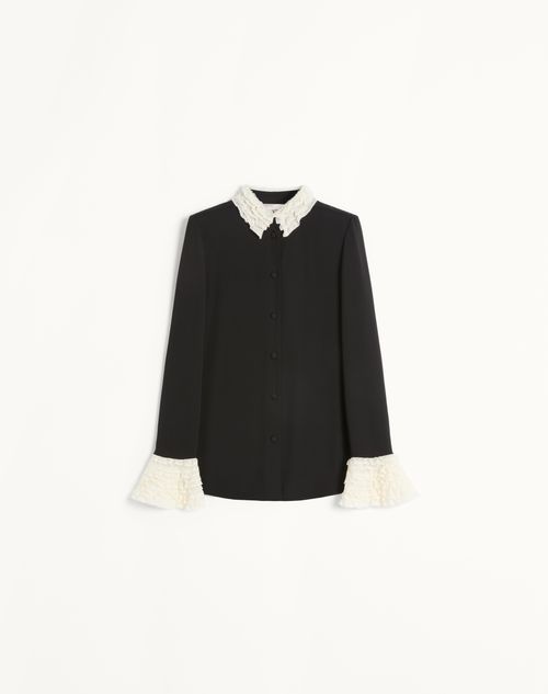 Valentino - Georgette Blouse - Black/ivory - Woman - Shirts And Tops