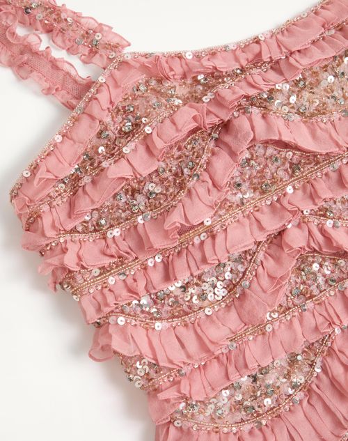 Valentino - Tulle Illusione Embroidered Top - Pink - Woman - Shirts & Tops