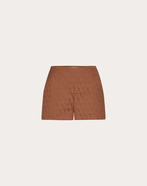 Valentino - Shorts In Toile Iconographe Cotton Cordura - Tan Brown - Woman - Trousers And Shorts