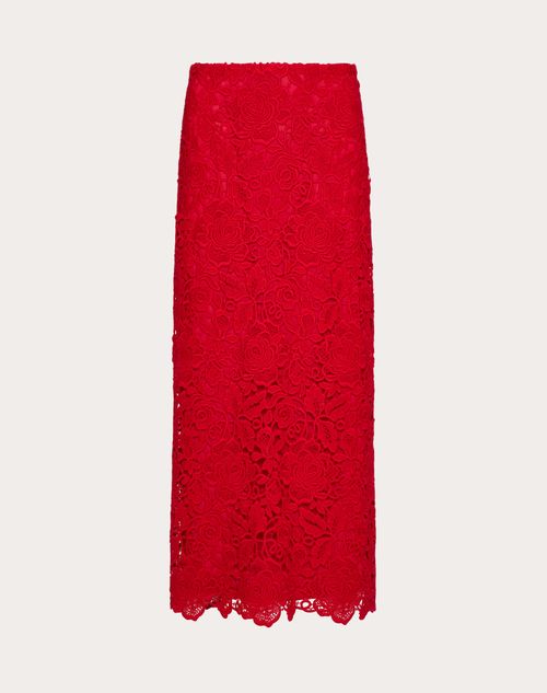 Valentino - Rose Guipure Skirt - Red - Woman - Skirts