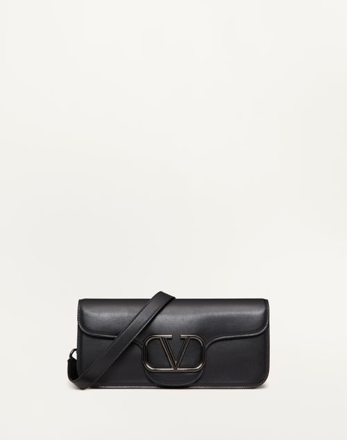 Valentino Garavani Black Leather Messenger Bag for Men