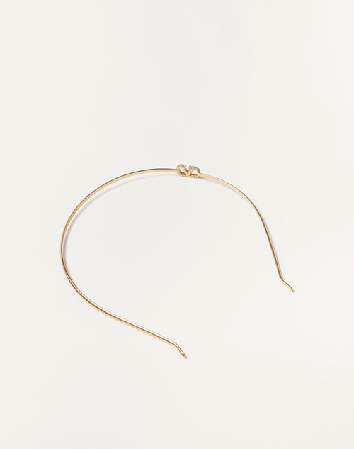 Valentino Garavani - Vロゴ シグネチャー メタル X スワロフスキー® クリスタル カチューシャ - ゴールド - ウィメンズ - ヘアーアクセサリー