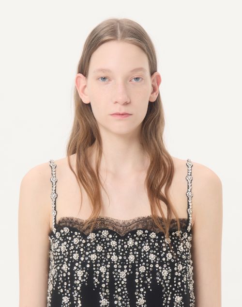 Valentino - Embroidered Crepe Couture Short Dress - Black - Woman - Dresses