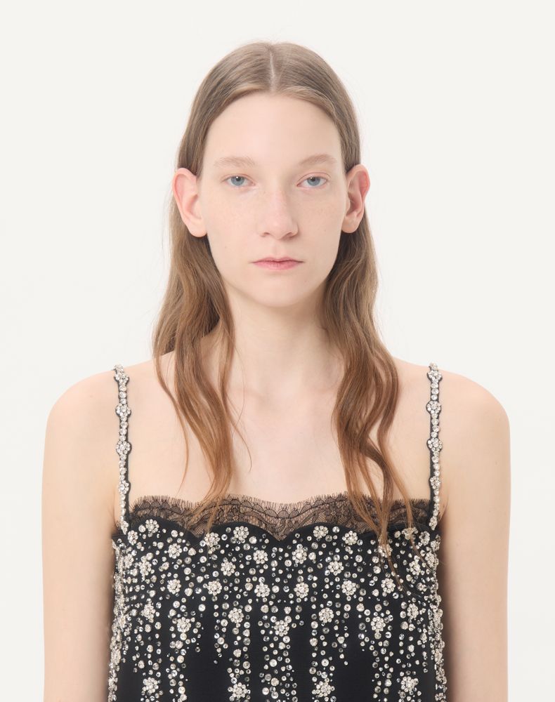 Valentino Embroidered Crepe Couture Short Dress Woman Black 42