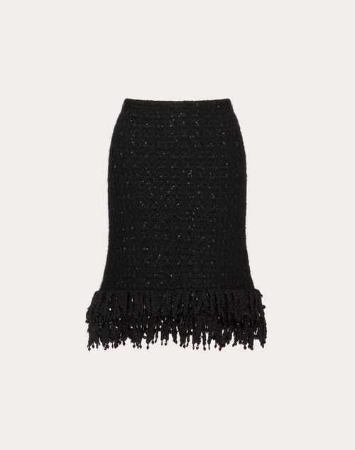 Valentino - Embroidered Mohair Skirt - Black - Woman - Skirts