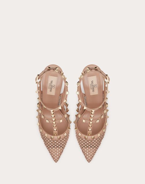 Rockstud Mesh Pump With Crystals And Straps 100mm for Woman in Rose ...