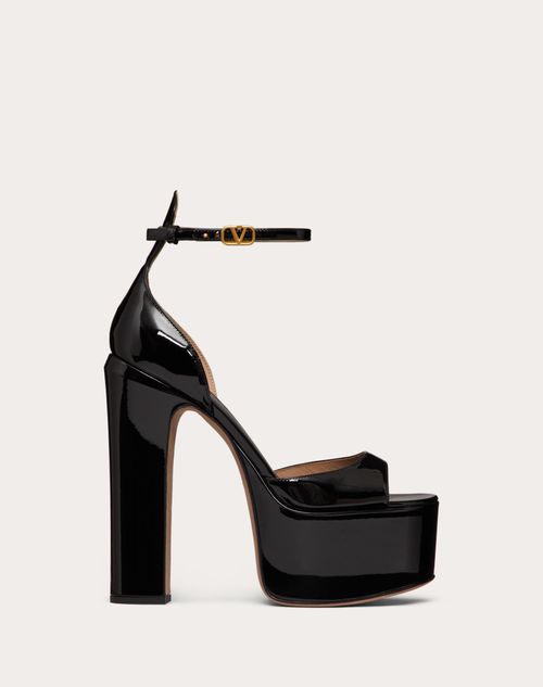 Valentino Garavani - Valentino Garavani Tan-go Platform Patent Leather Sandal 155mm - Black - Woman - High Heel Sandals