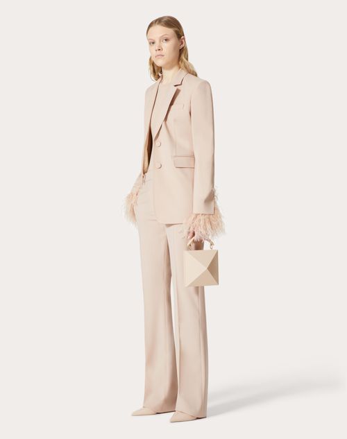 Valentino - Dry Tailoring Wool Embroidered Blazer - Sand - Woman - Jackets And Blazers