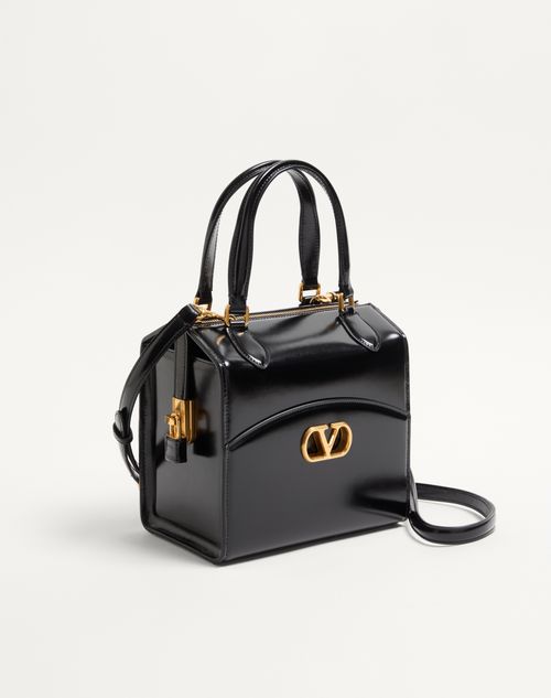 Valentino Garavani - Valentino Garavani Vain-case Bowling Bag In Shiny Calfskin - Black - Woman - Totes