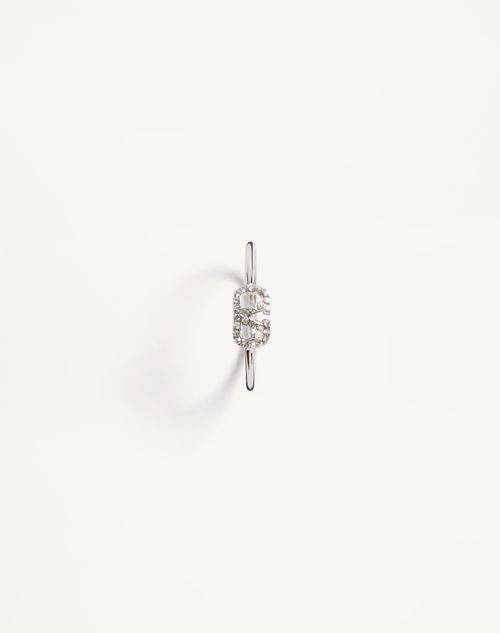 Valentino Garavani - Vlogo Signature Metal And Swarovski® Crystal Ring - Palladium/crystal - Woman - Jewellery