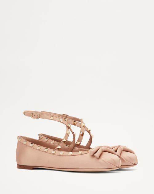 Valentino Garavani - Ballerina Rockstud In Raso - Rose Cannelle - Donna - Ballerine