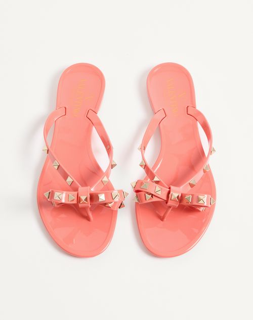 Valentino Garavani - Rockstud Rubber Slipper - Coral - Woman - Slides And Thongs