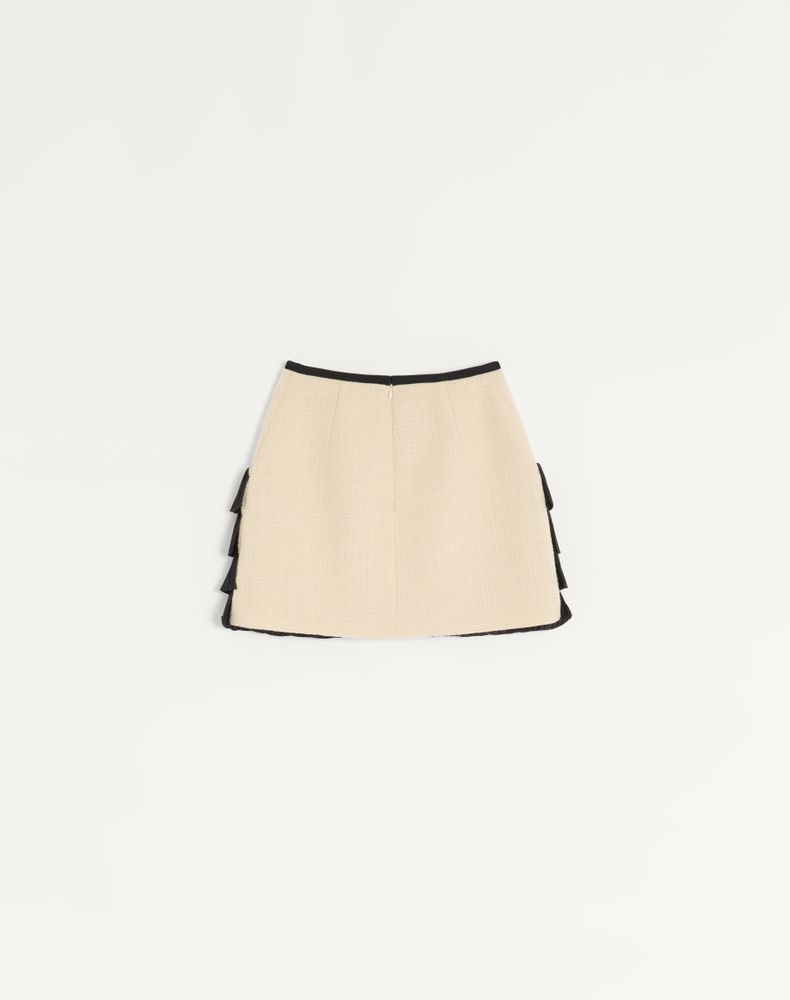 Valentino Short Skirt In Plain Wool Tweed Woman Almond/Black 44