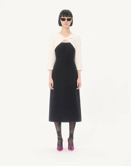 Valentino - Crepe Couture Midi Dress - Black/ivory - Woman - Ready To Wear