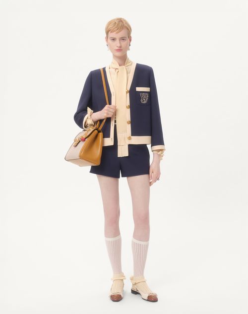 Valentino - Crepe Couture Shorts - Indigo/birch - Woman - Pants And Shorts