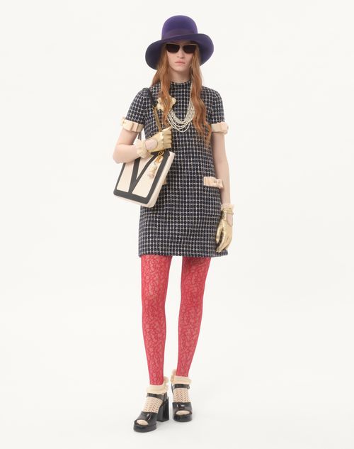 Valentino - Bouclé Short Dress - Navy/ivory - Woman - Dresses