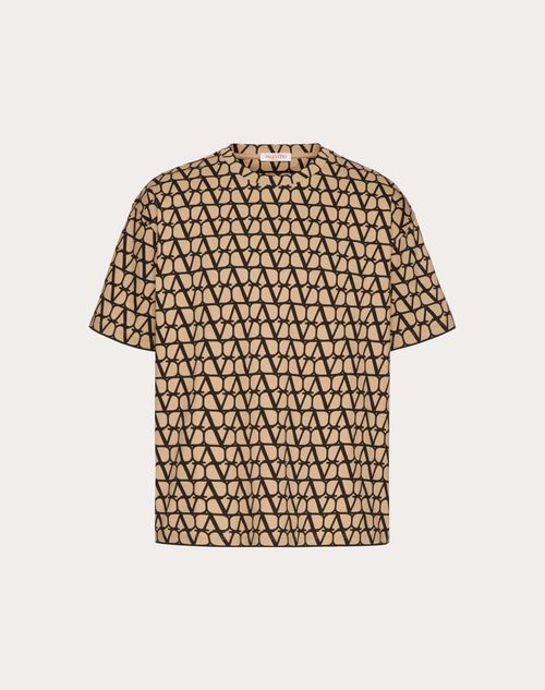 Valentino - Cotton T-shirt With Toile Iconographe Print - Beige/black - Man - T-shirts And Sweatshirts