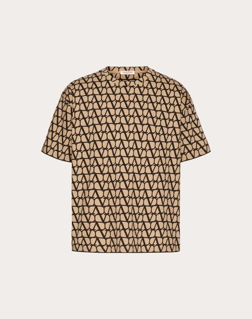Valentino - T-shirt In Cotone Con Stampa Toile Iconographe - Beige/nero - Uomo - T-shirt E Felpe