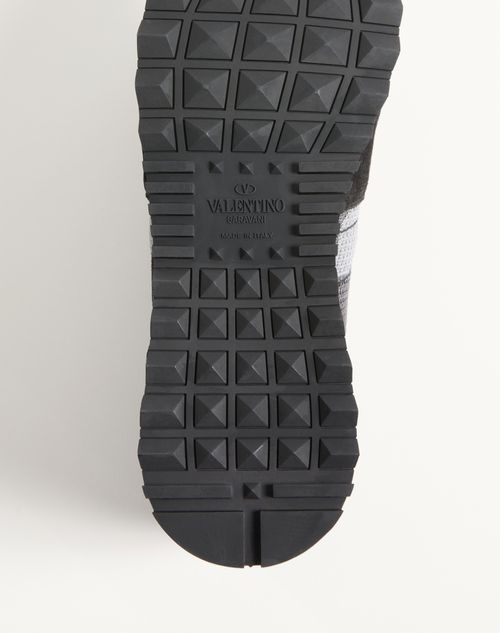 Valentino Garavani - Mesh Fabric Camouflage Rockrunner Sneaker - Anthracite/black - Man - Sneakers