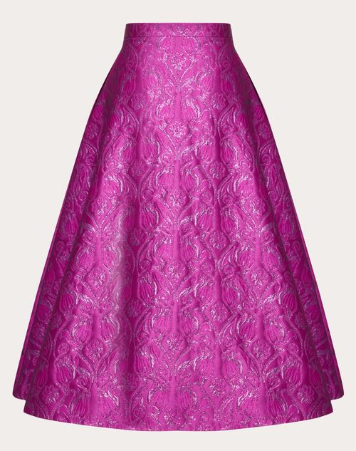 Valentino - Metamorphos Tulips Brocade Midi Skirt - Primrose - Woman - Skirts