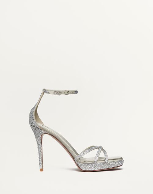 Valentino Garavani - Valentino Garavani Eveninglam Platform Sandal With 120mm Crystals - Crystal/grey - Woman - Shelf - W Shoes - Eveninglam Shoes