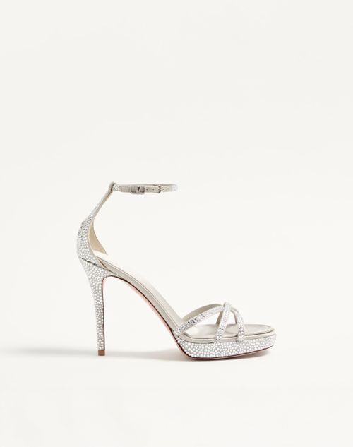 Valentino Garavani - Valentino Garavani Eveninglam Platform Sandal With 120mm Crystals - Crystal/grey - Woman - Sandals