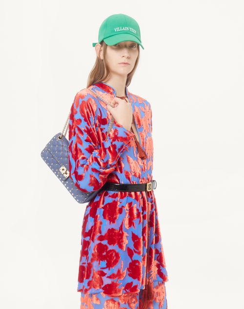 Valentino Garavani - Valentino Garavani Rockstud Spike Medium Shoulder Bag In Kidskin - Dusk Blue - Woman - Shoulder Bags