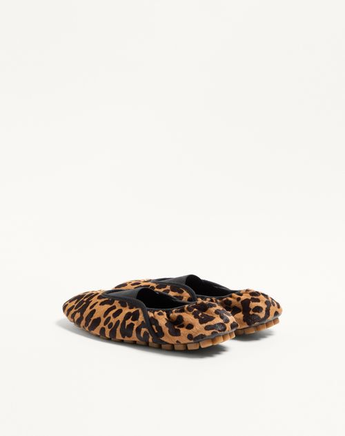 Valentino Garavani - Rhytmika Ballerina In Haircalf With Fauve Eclat Print - Animal Print - Man - Sneakers