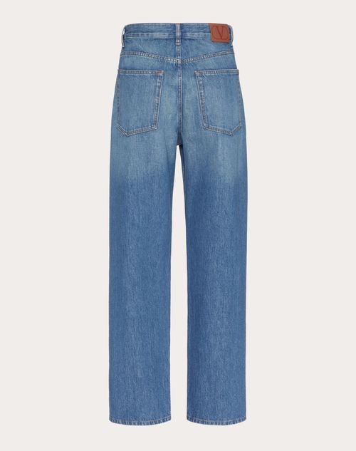 Valentino - Medium Blue Denim Trousers - Blue - Woman - Denim