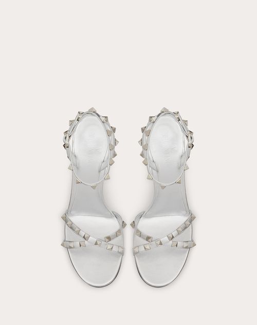 Rockstud Sandal In Nappa Leather With Plexi Heel 90mm for Woman in Silver |  Valentino US