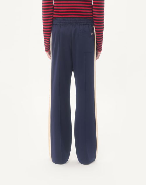 Valentino - Valentino Acetate Trousers With Vlogo Patch - Navy/butter - Man - Trousers And Shorts