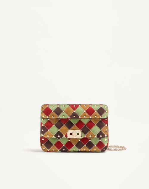 Rockstud Spike Small Bag In Patchwork Suede