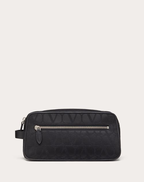 Valentino Garavani - Black Iconographe Washbag In Nylon - Black - Man - Bags