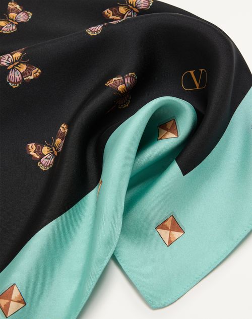 Valentino Garavani - Valentino Silk Scarf With All-over Butterflow Print - Black/multicolour - Man - Soft Accessories