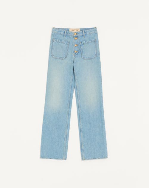 Valentino - Valentino Denim Trousers With Gold Buttons - Denim - Man - Denim