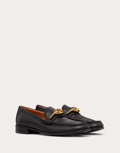 Valentino Garavani - Mocassins Vlogo Signature En Cuir De Veau - Noir - Femme - Cadeaux Pour Elle