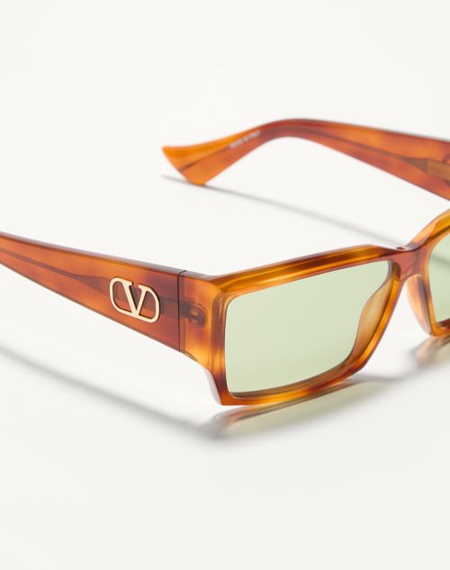 Valentino - Rectangular Acetate Eyewear - Havana/green - Unisex - Eyewear