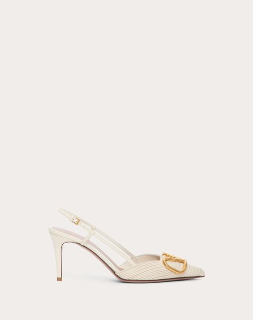 Valentino Garavani - Vlogo Signature Slingback Pumps In Nappa 40mm - Ivory - Woman - Pumps