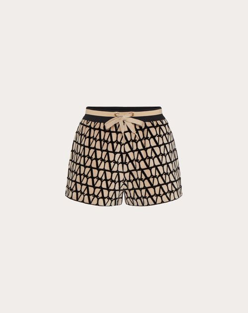 Valentino - Shorts Aus Toile Iconographe Sponge Jersey - Beige/schwarz - Frau - Hosen & Shorts
