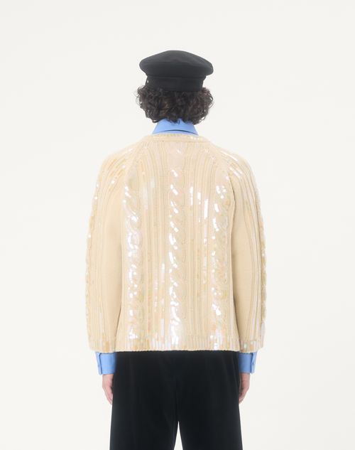 Valentino - Embroidered Wool Cardigan - Birch - Woman - Knitwear