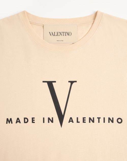 Valentino - Valentino Cotton T-shirt With Made In Valentino Print - Butter/black - Man - T-shirts And Sweatshirts