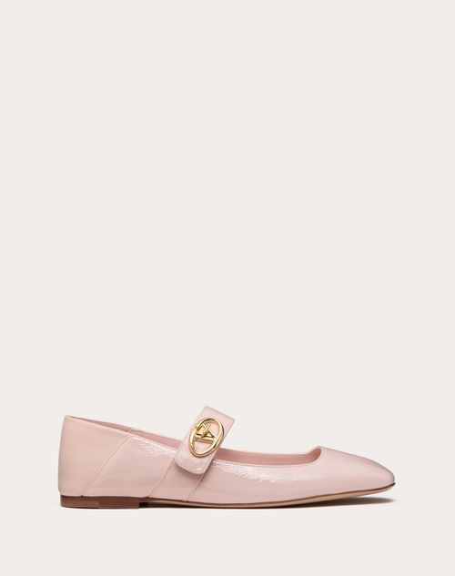 Valentino Garavani - Vlogo Locker Mary-jane Ballerina In Naplack - Rose Quartz - Woman - Shoes