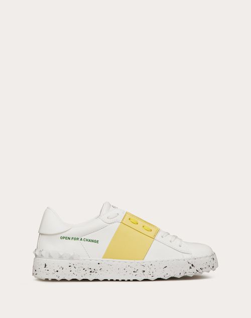 Valentino Garavani - Open For A Change Sneaker In Bio-based Material - White/lemon Cream - Woman - Woman Shoes Sale